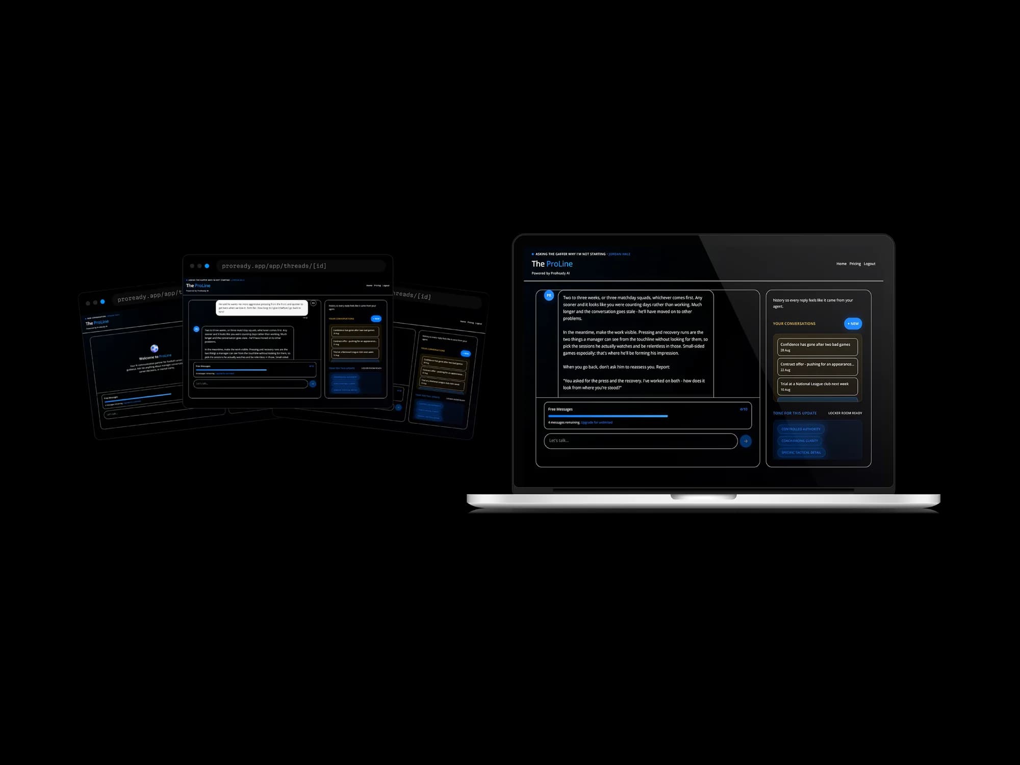 ProReady shown across a laptop and two browser windows