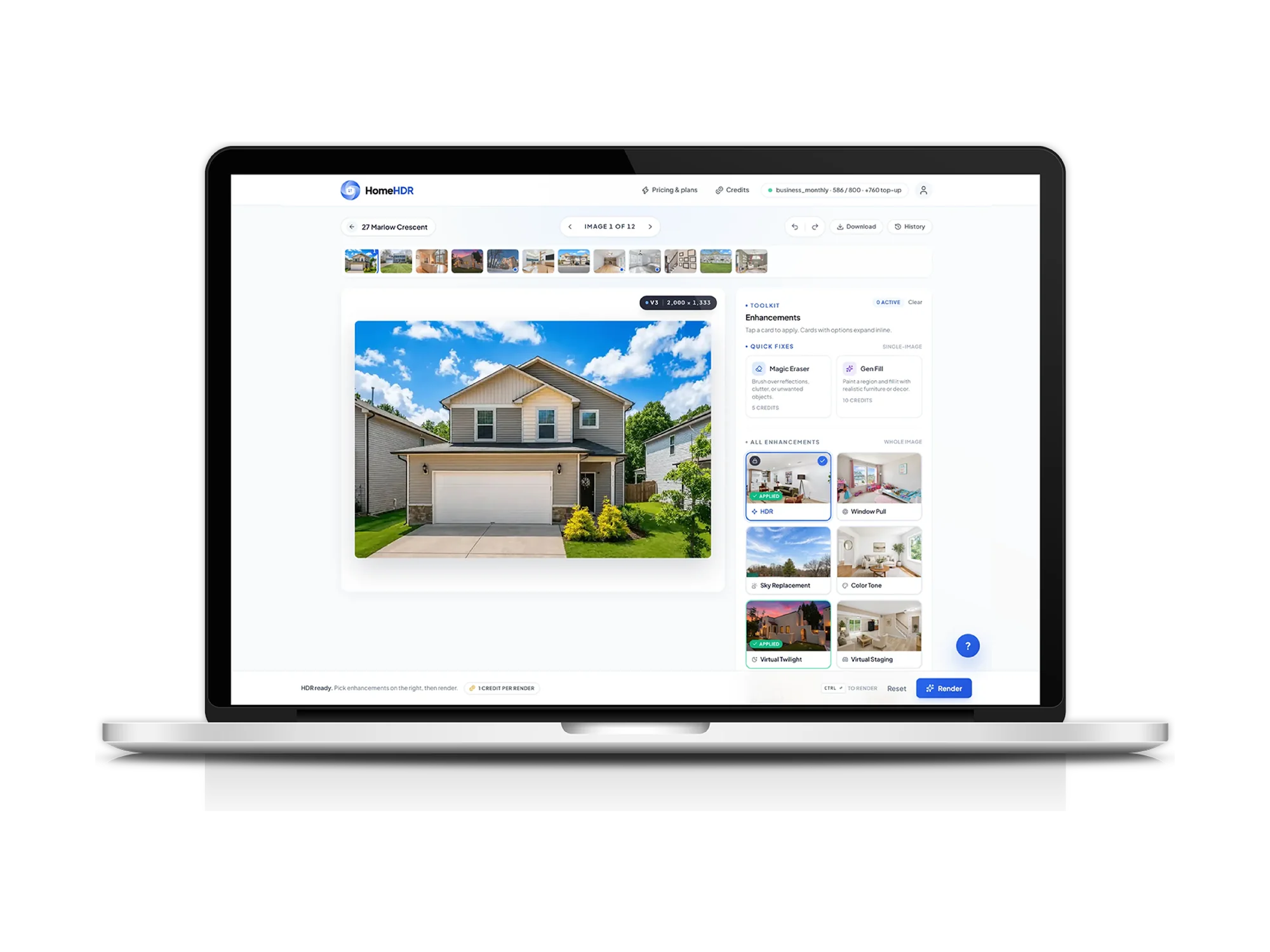 HomeHDR shown across a laptop and two browser windows