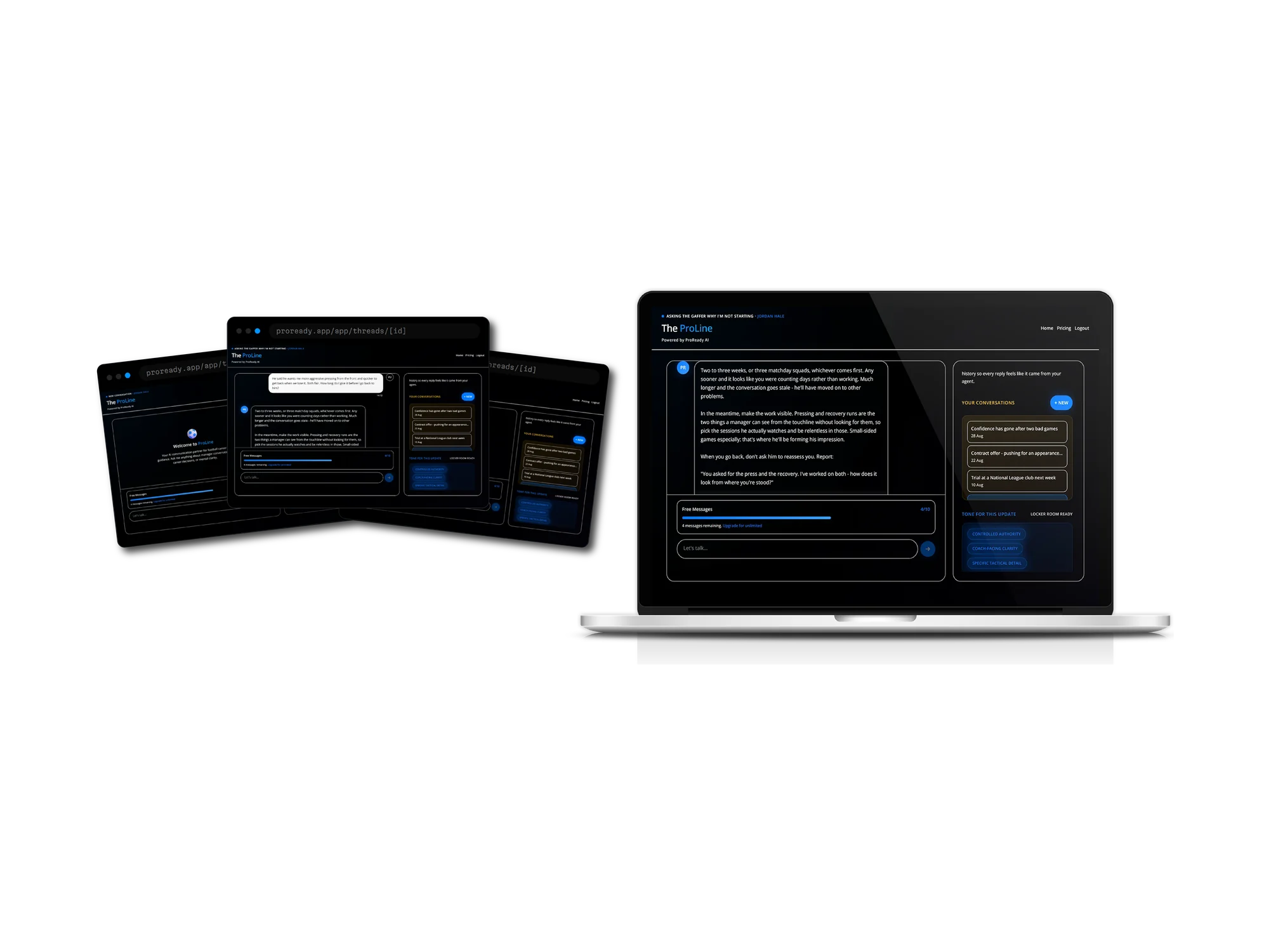 ProReady shown across a laptop and two browser windows